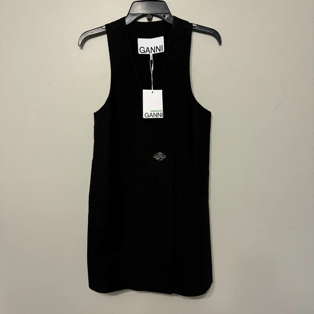 GANNI Blazer V Neck Sleeveless Mini Dress - Picture 5 of 11